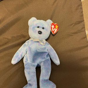 Beanie Babies TY small Blue Bear with ribbon